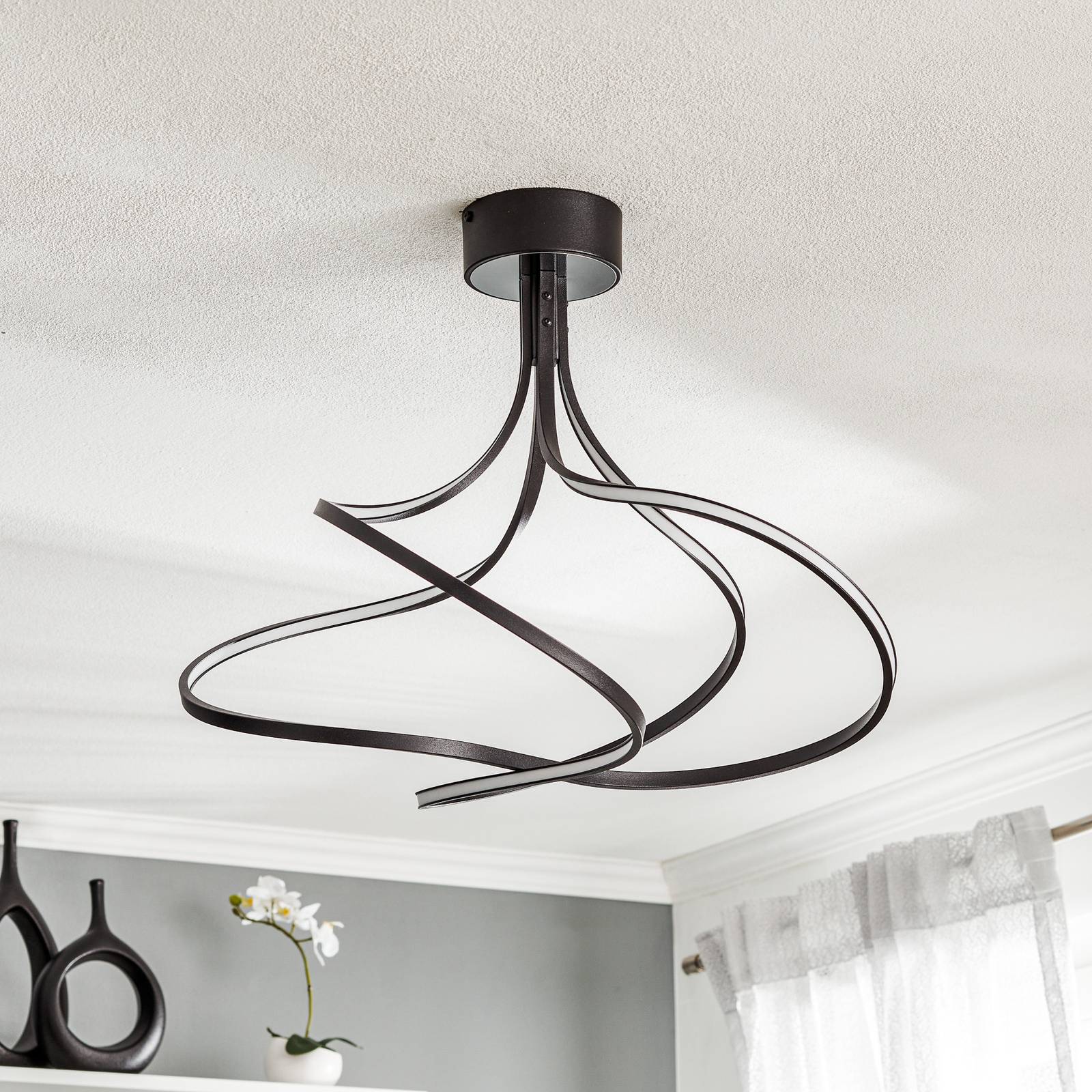 LED-Deckenlampe Lungo schwarz, Höhe 42 cm günstig online kaufen