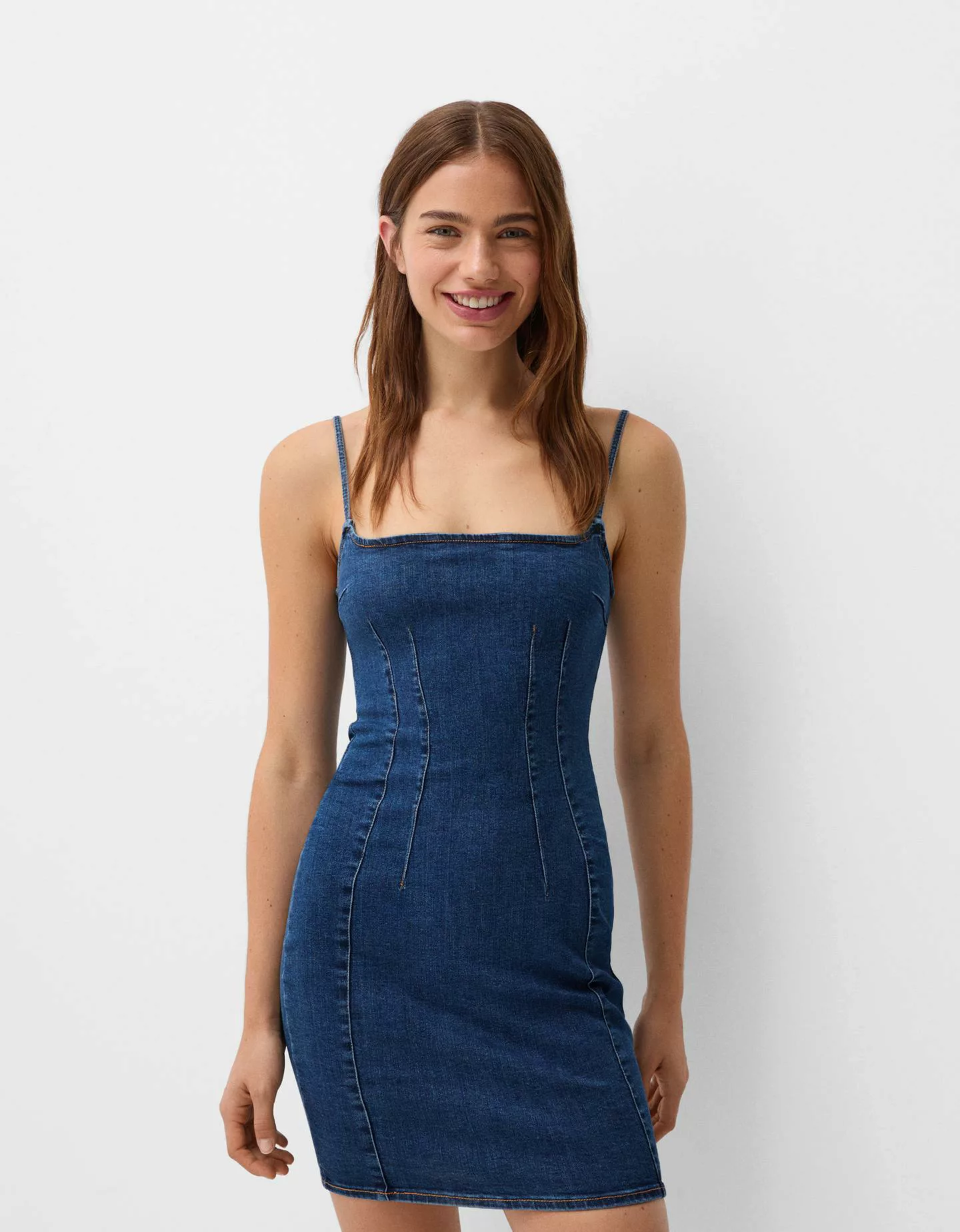 Bershka Minijeanskleid Damen S Ausgewaschenes Blau günstig online kaufen