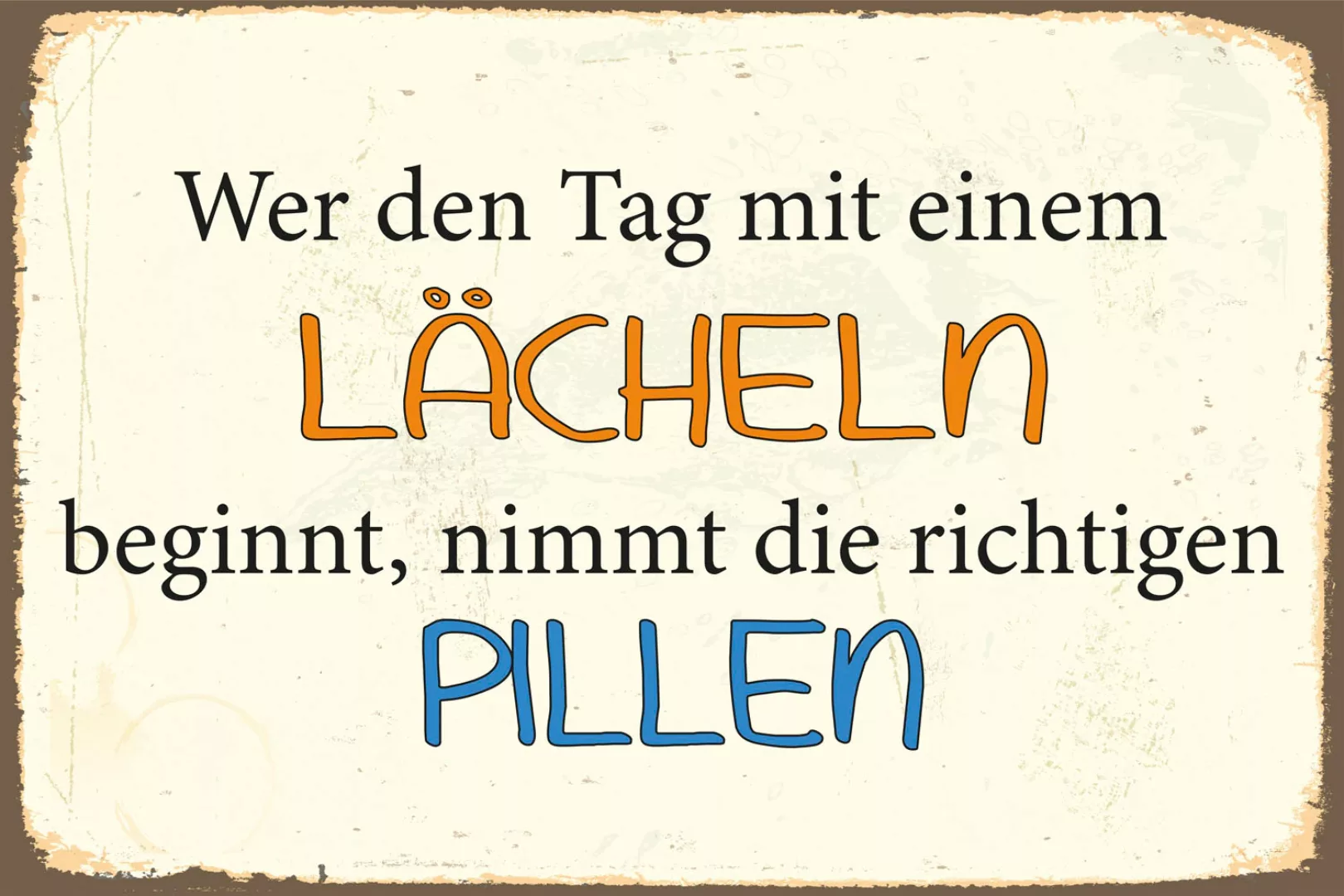 queence Metallbild "Lachpillen", Schriftzüge, (1 St.), Stahlschilder günstig online kaufen