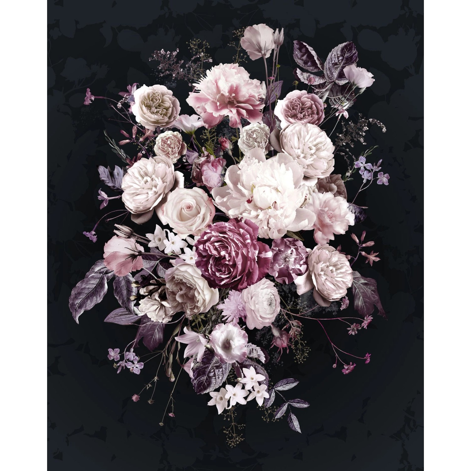 Komar Fototapete Bouquet Noir Rosa und Schwarz 200 x 250 cm 611620 günstig online kaufen