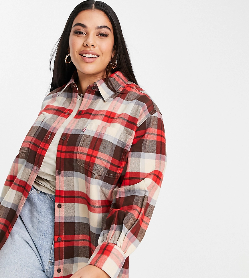 Levi's Plus – Kariertes Utility-Hemd in Rot günstig online kaufen