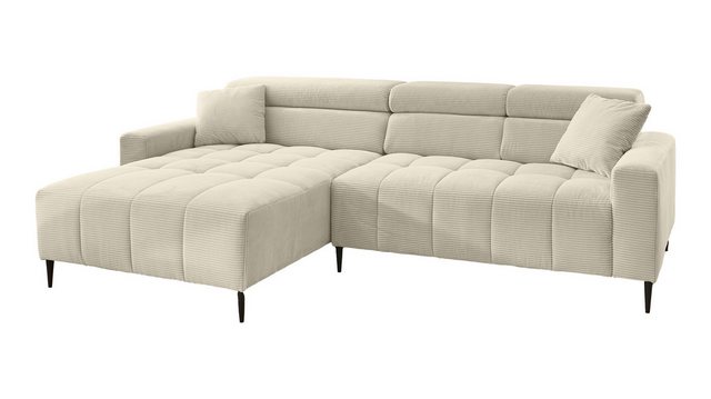 Massivart® Ecksofa SIMPLE Cord beige / 256 cm / Cordsofa, Sitztiefenverstel günstig online kaufen