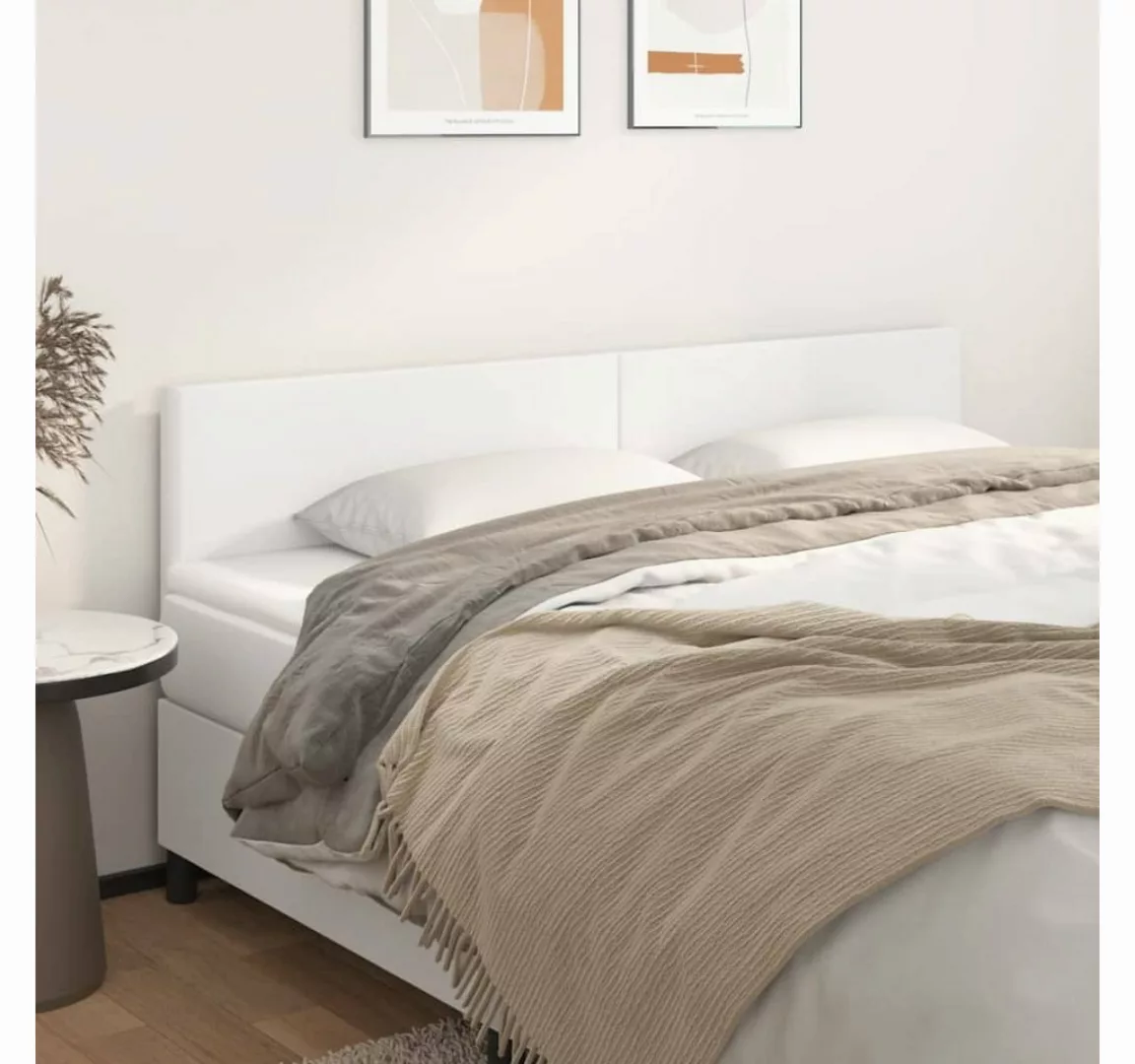 vidaXL Bett, Kopfteile 2 Stk. Weiß 100x5x78/88 cm Kunstleder günstig online kaufen