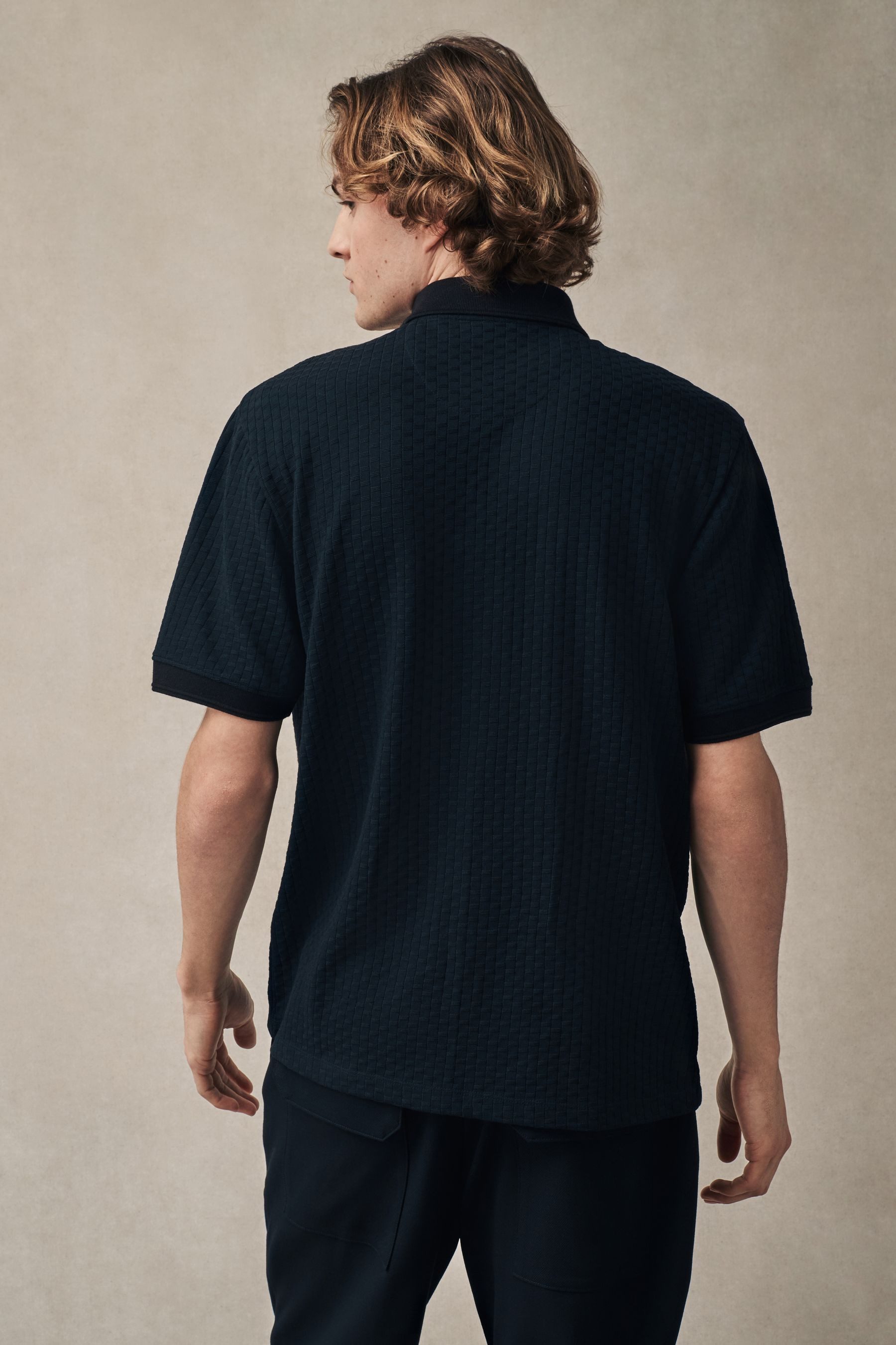Next Poloshirt Strukturiertes Polo-Shirt mit RV-Kragen günstig online kaufen
