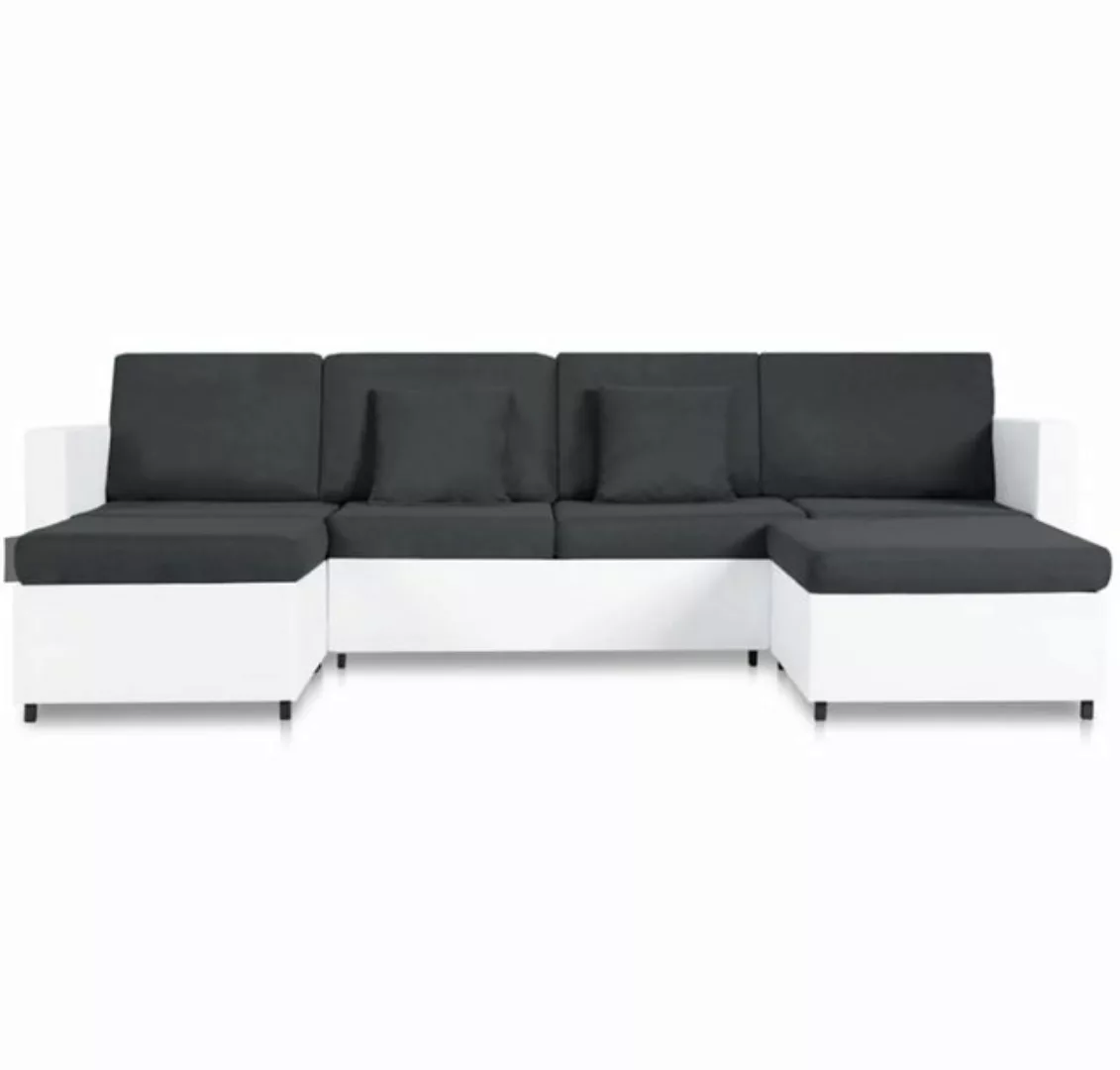DOTMALL Big-Sofa Ausziehbares 4-Sitzer-Schlafsofa aus Kunstleder in Weiß günstig online kaufen