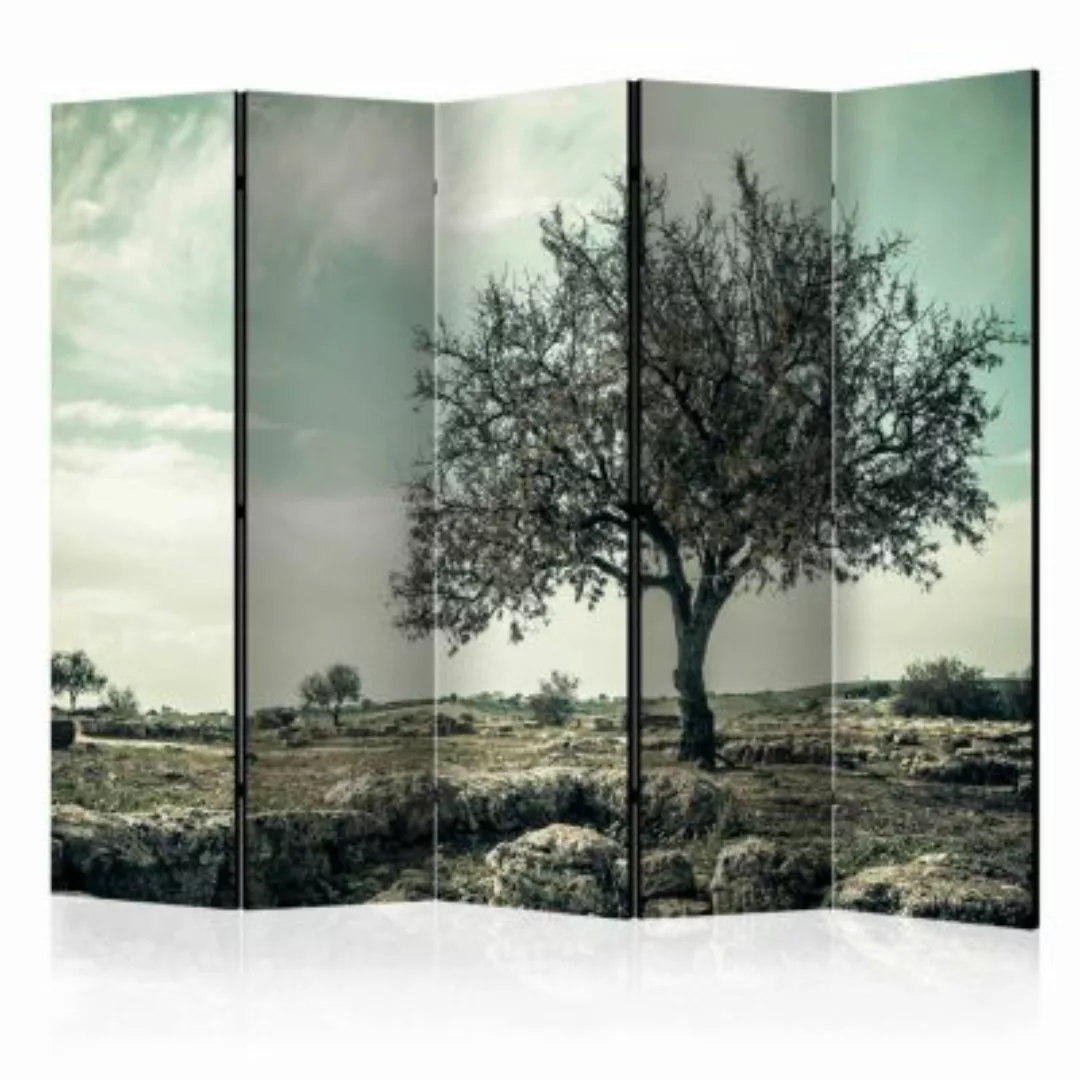 artgeist Paravent tree - vintage II [Room Dividers] graublau Gr. 225 x 172 günstig online kaufen