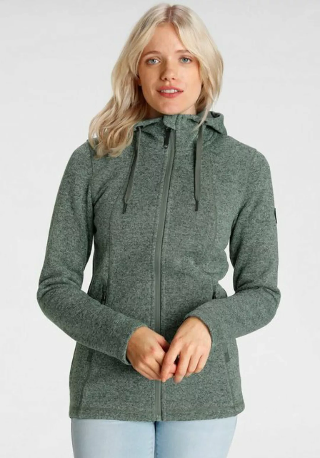 Polarino Strickfleecejacke, mit Kapuze, wärmeisolierend, atmungsaktiv günstig online kaufen