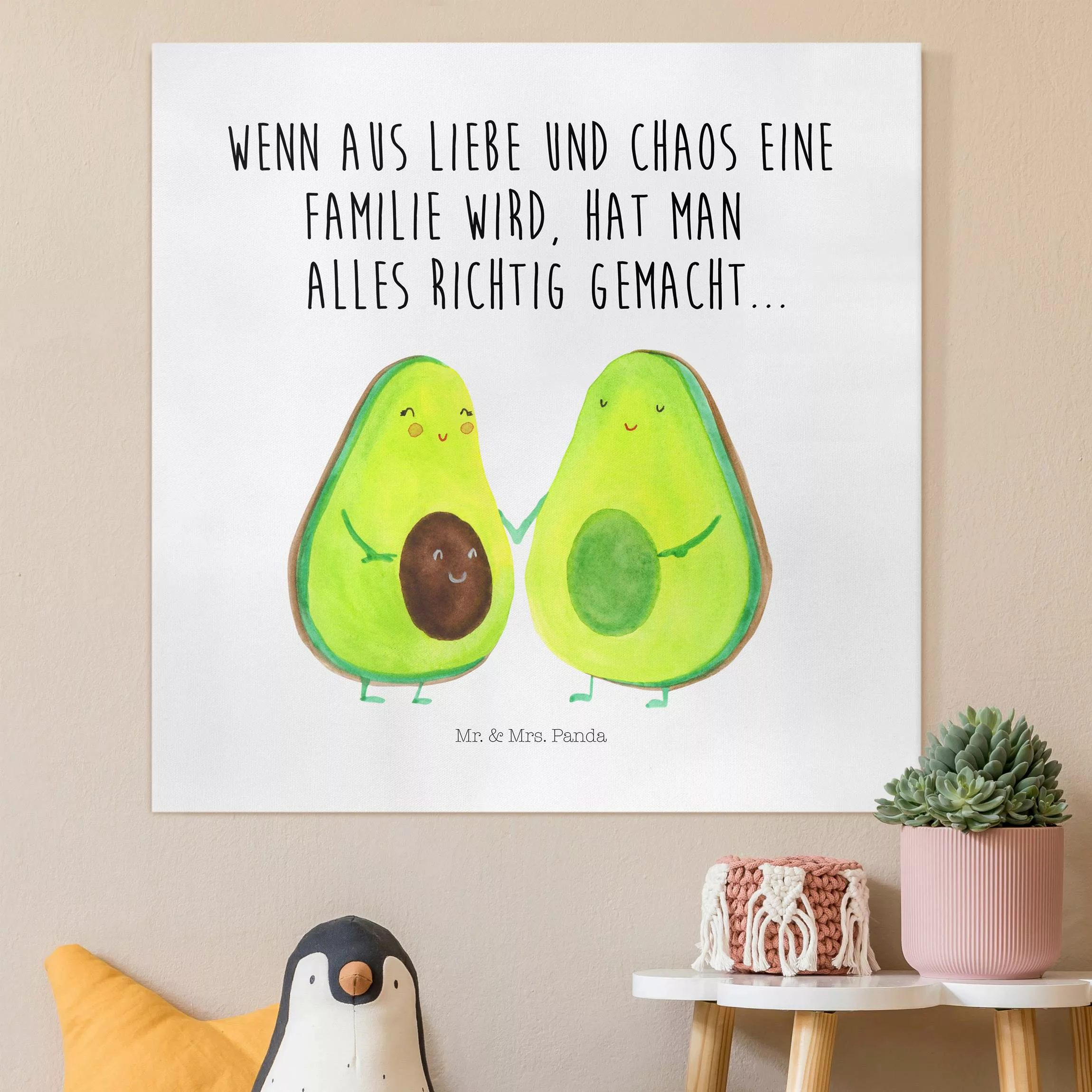 Leinwandbild Mr. & Mrs. Panda - Avocado - Familie günstig online kaufen