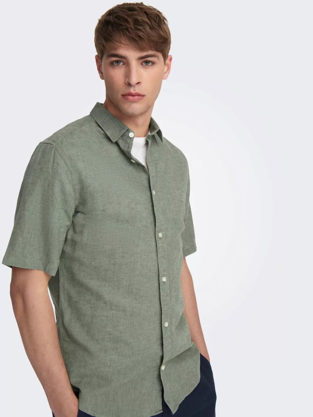 ONLY & SONS Kurzarmhemd ONSCAIDEN SS SOLID LINEN SHIRT NOOS günstig online kaufen