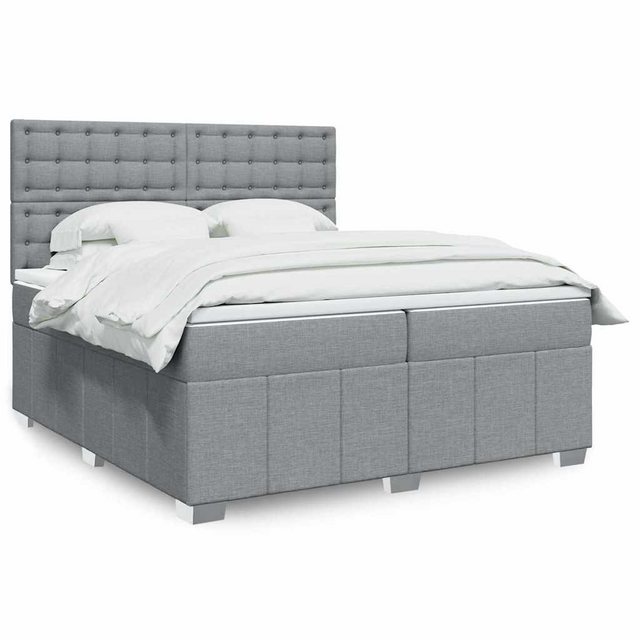 vidaXL Boxspringbett, Boxspringbett mit Matratze Hellgrau 200x200 cm Stoff günstig online kaufen