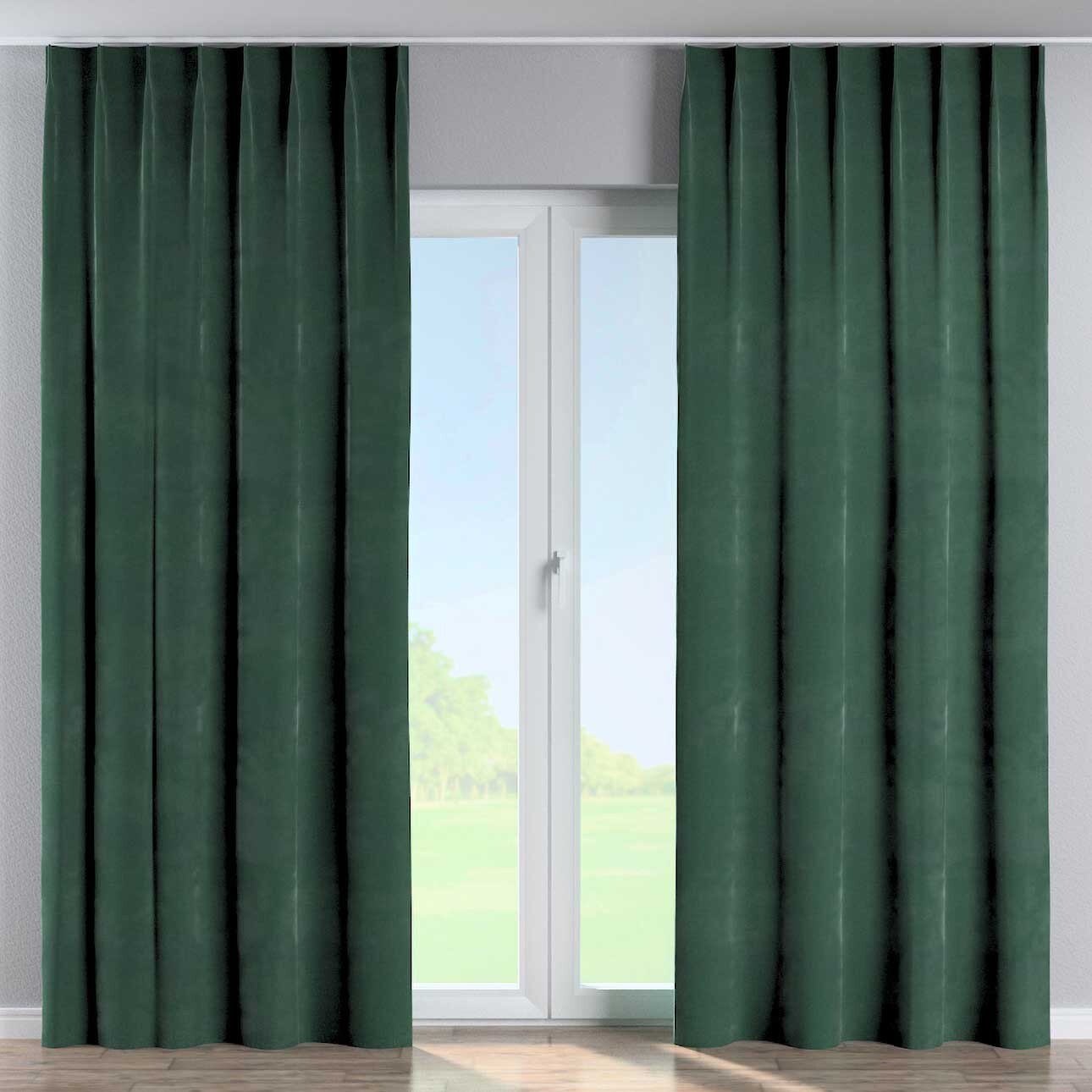Vorhang mit flämischen 1-er Falten, dunkelgrün, Velvet (704-25) günstig online kaufen