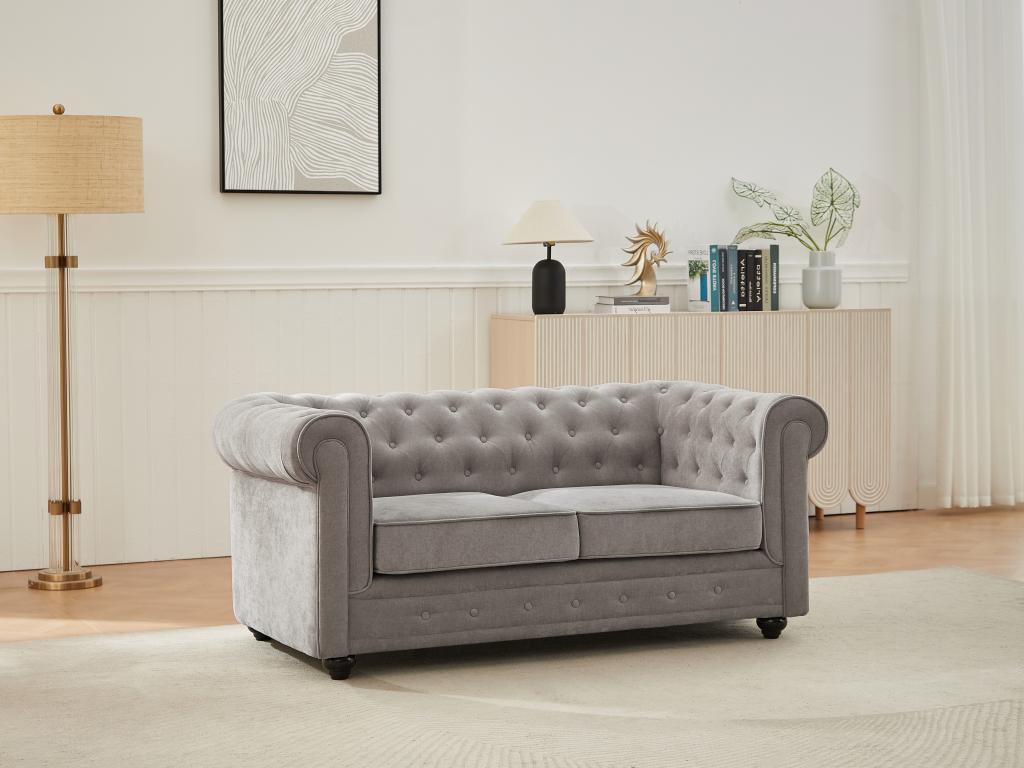 2-Sitzer-Sofa - Stoff - Grau - CHESTERFIELD günstig online kaufen