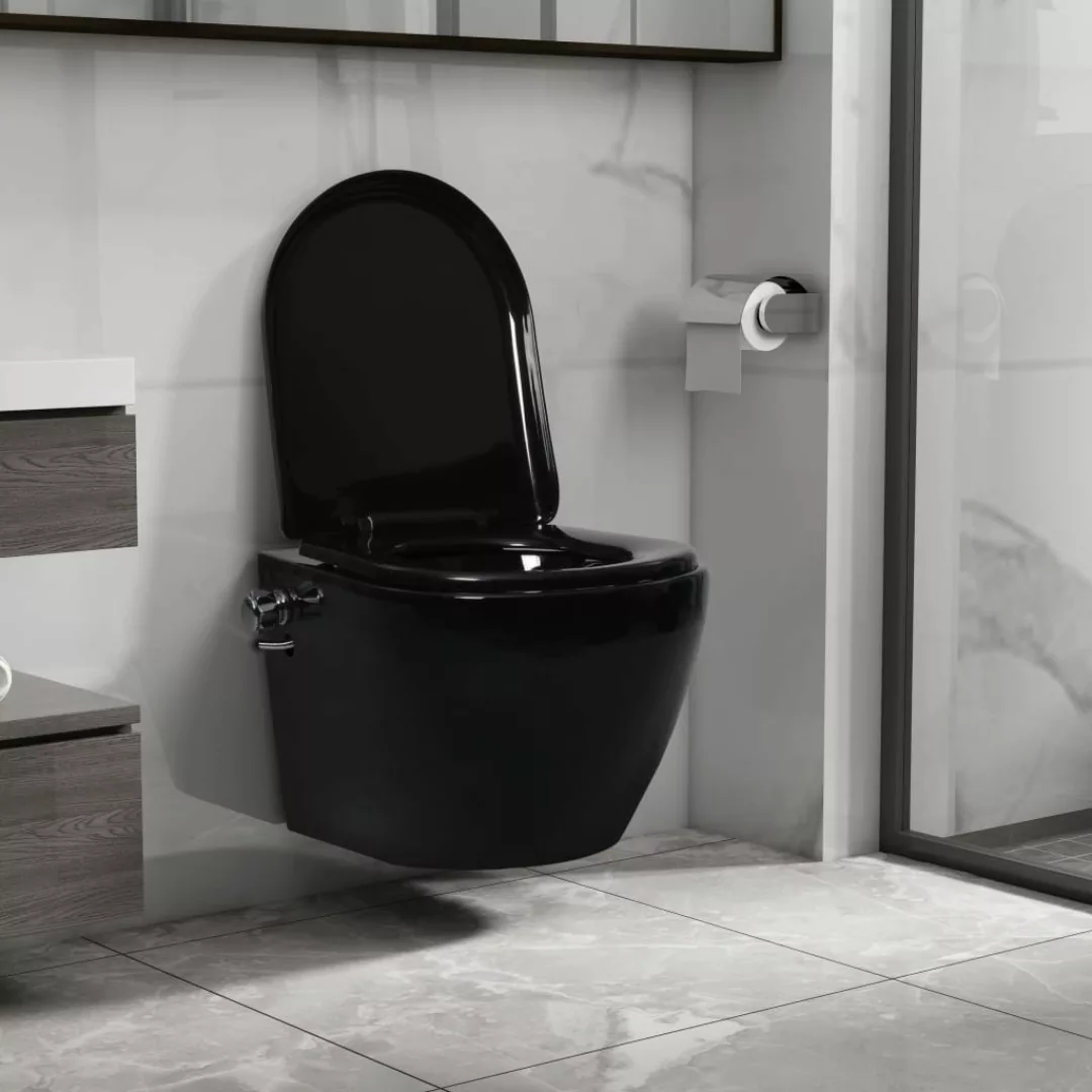 Wand-wc Ohne Spülrand Mit Bidet-funktion Keramik Schwarz günstig online kaufen