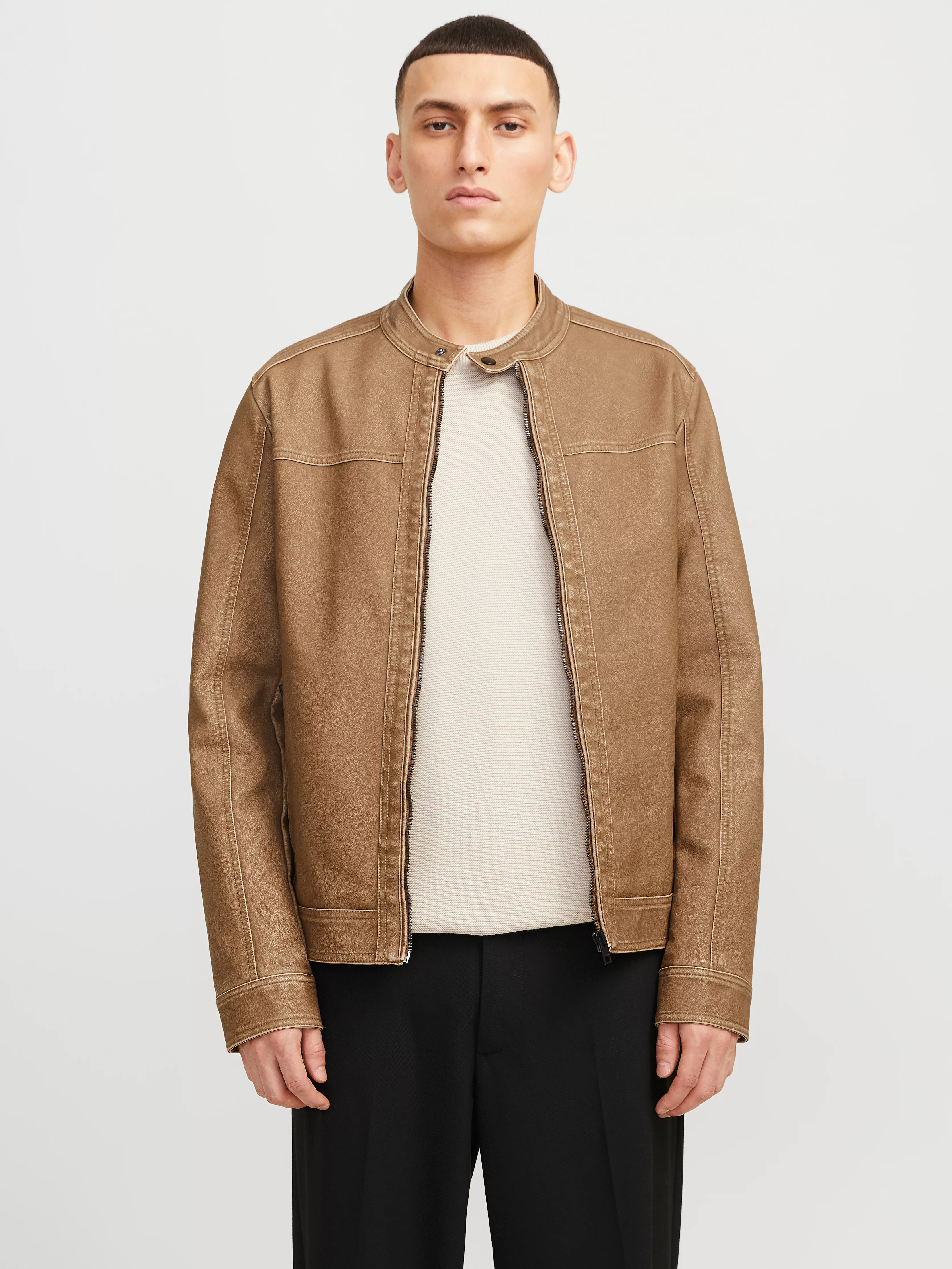 Jack & Jones Lederimitatjacke "JJEWARNER WASHED PU JACKET NOOS", ohne Kapuz günstig online kaufen