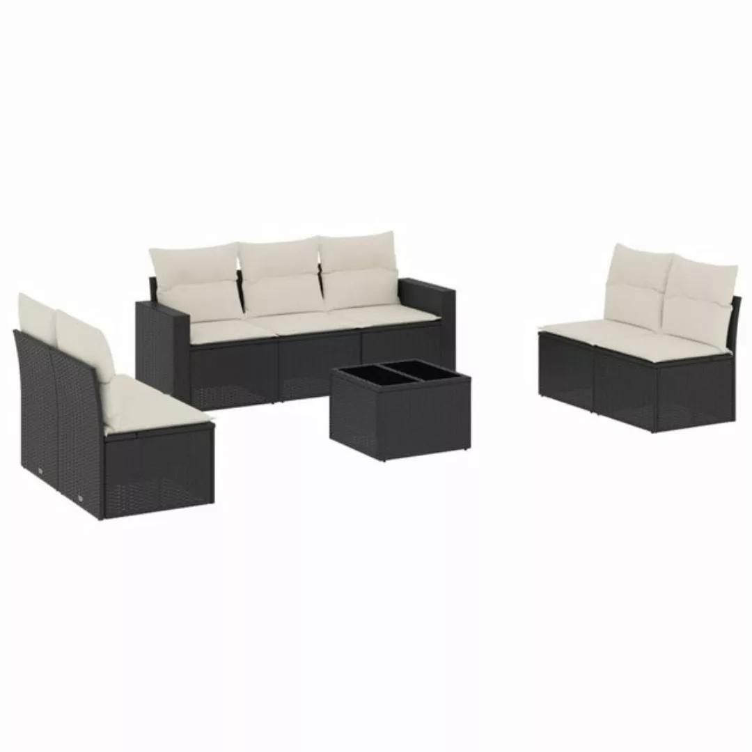 vidaXL Sofaelement 8-tlg. Garten-Sofagarnitur mit Kissen Schwarz Poly Ratta günstig online kaufen