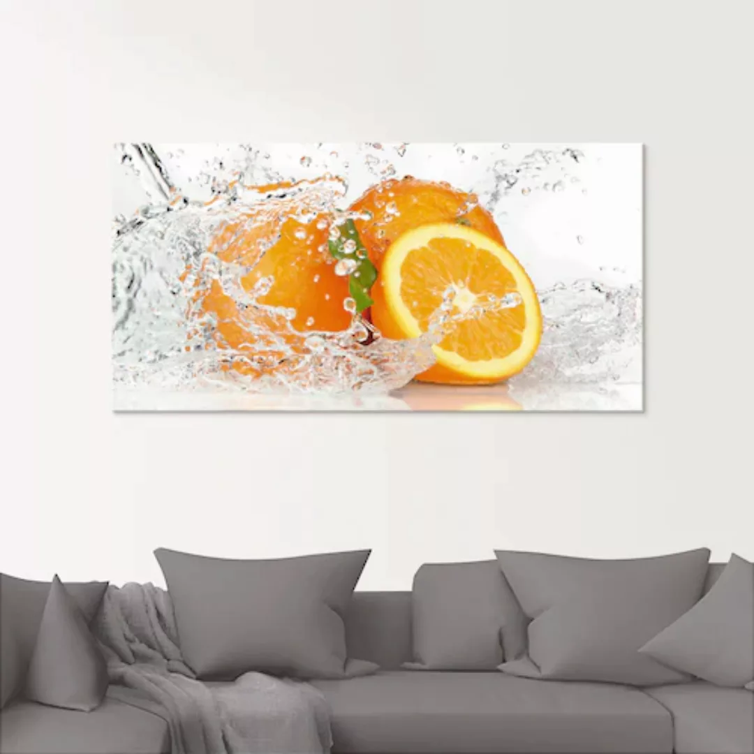 Artland Glasbild "Orange mit Spritzwasser", Süßspeisen, (1 St.), in verschi günstig online kaufen