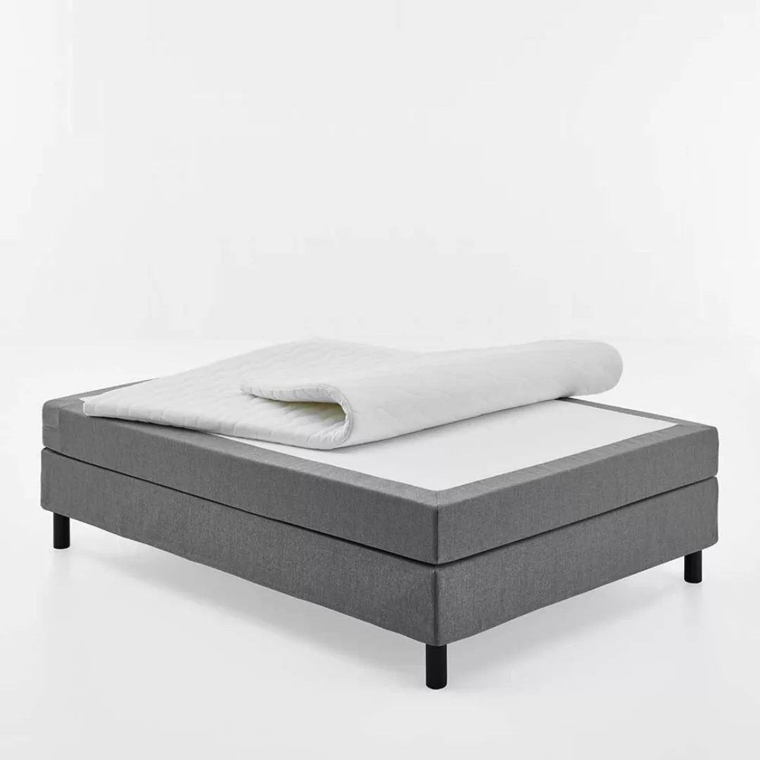 Flaches Boxspring Bett in Grau Matratzen H2 günstig online kaufen