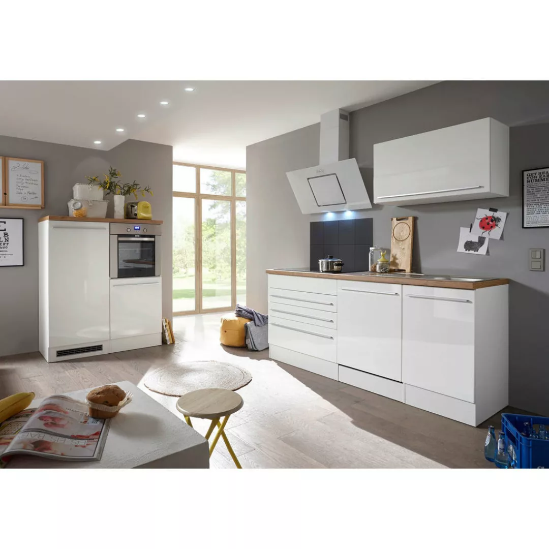 Respekta Premium Küchenzeile 320 cm Grau-Weiß Hochglanz günstig online kaufen