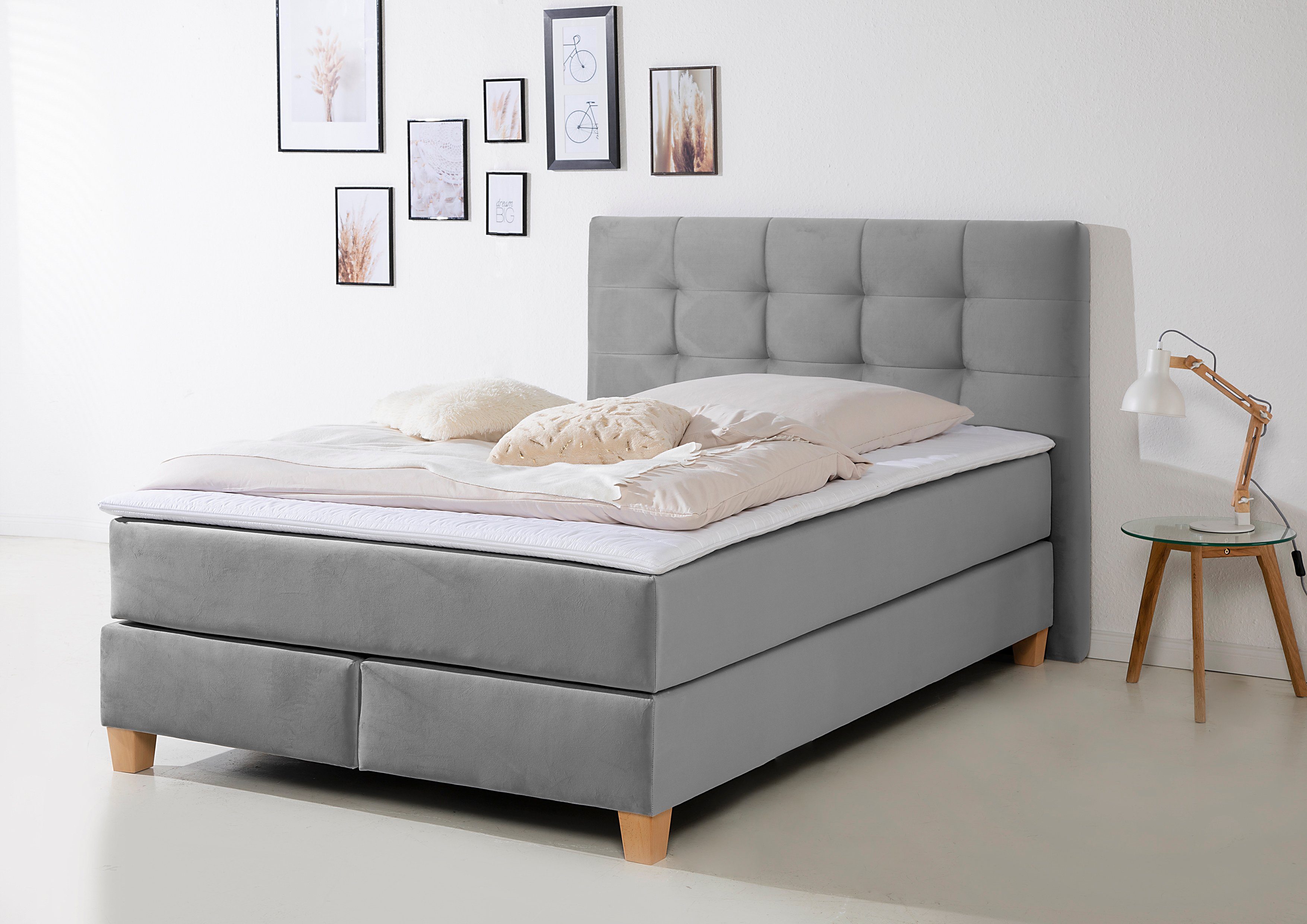 Home affaire Boxspringbett "Moulay", inkl. Topper, in Überlänge 220 cm, 3 H günstig online kaufen