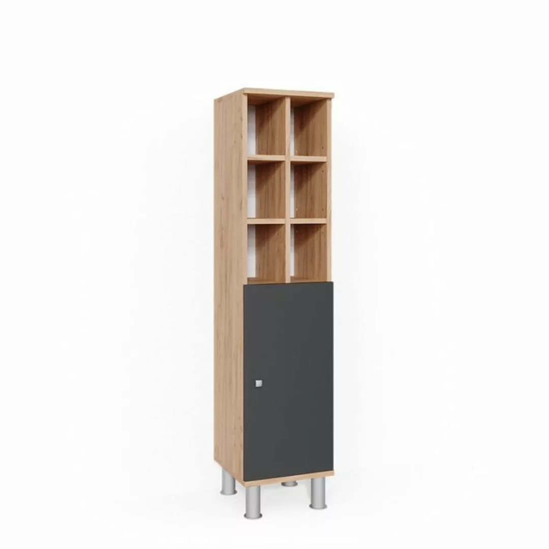 Vicco Midischrank Fynn, Anthrazit/Goldkraft Eiche, 30 x 130.6 cm große Tür günstig online kaufen