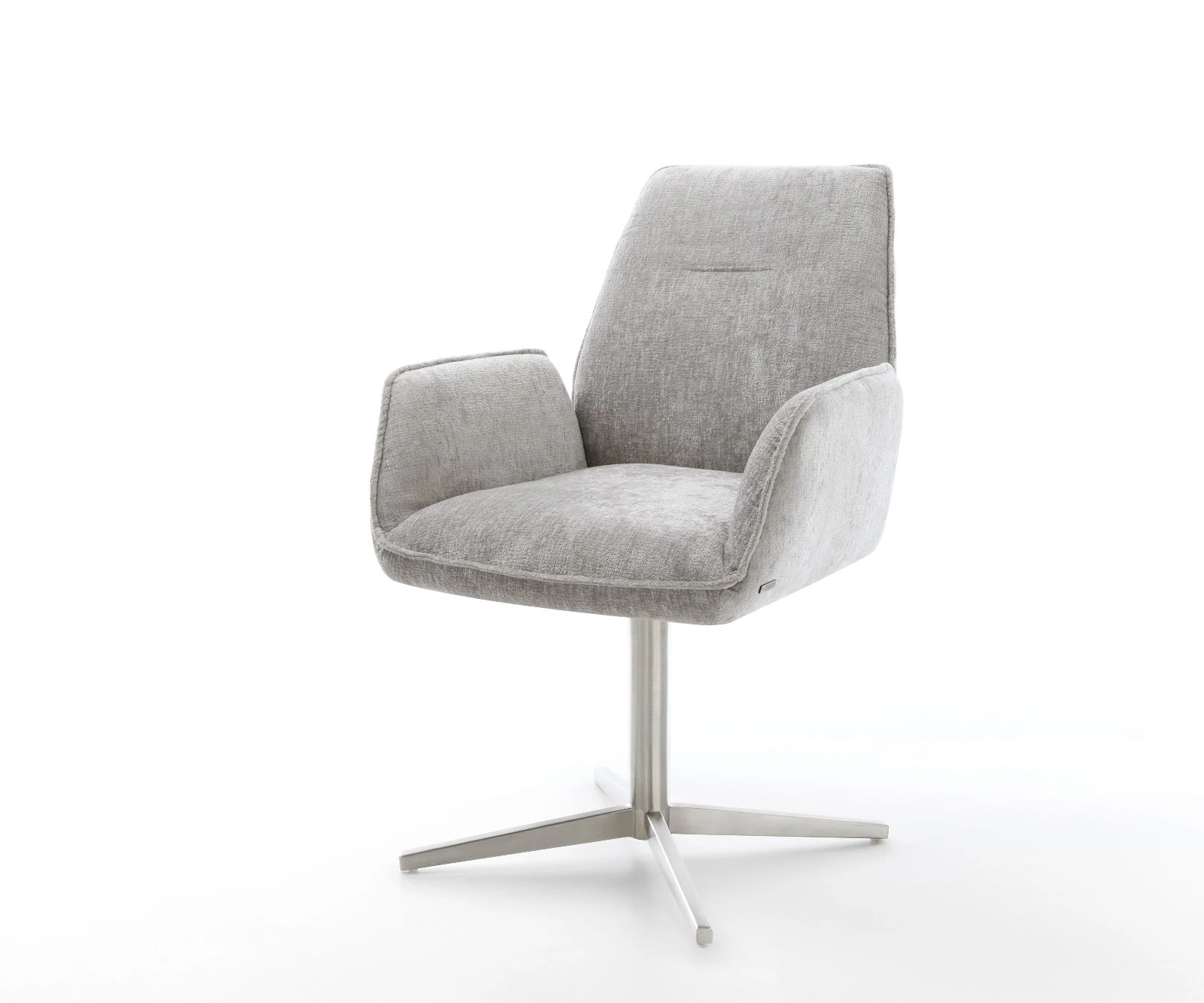 Drehstuhl Zoa-Flex Chenille Silbergrau Fußkreuz Edelstahl 360° drehbar Tasc günstig online kaufen