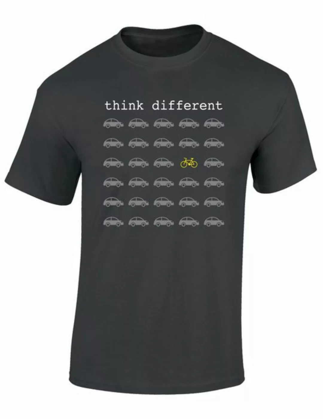 Baddery Print-Shirt Fahrrad T-Shirt: "Think Different", hochwertiger Siebdr günstig online kaufen