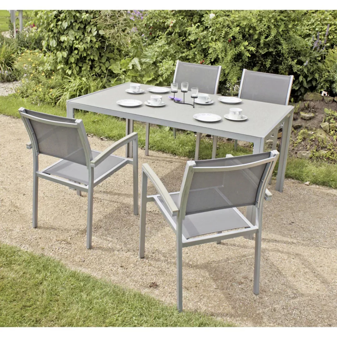 Garden Pleasure Garten-Essgruppe "GRACE", (5 tlg.), mit platzsparenden Stap günstig online kaufen