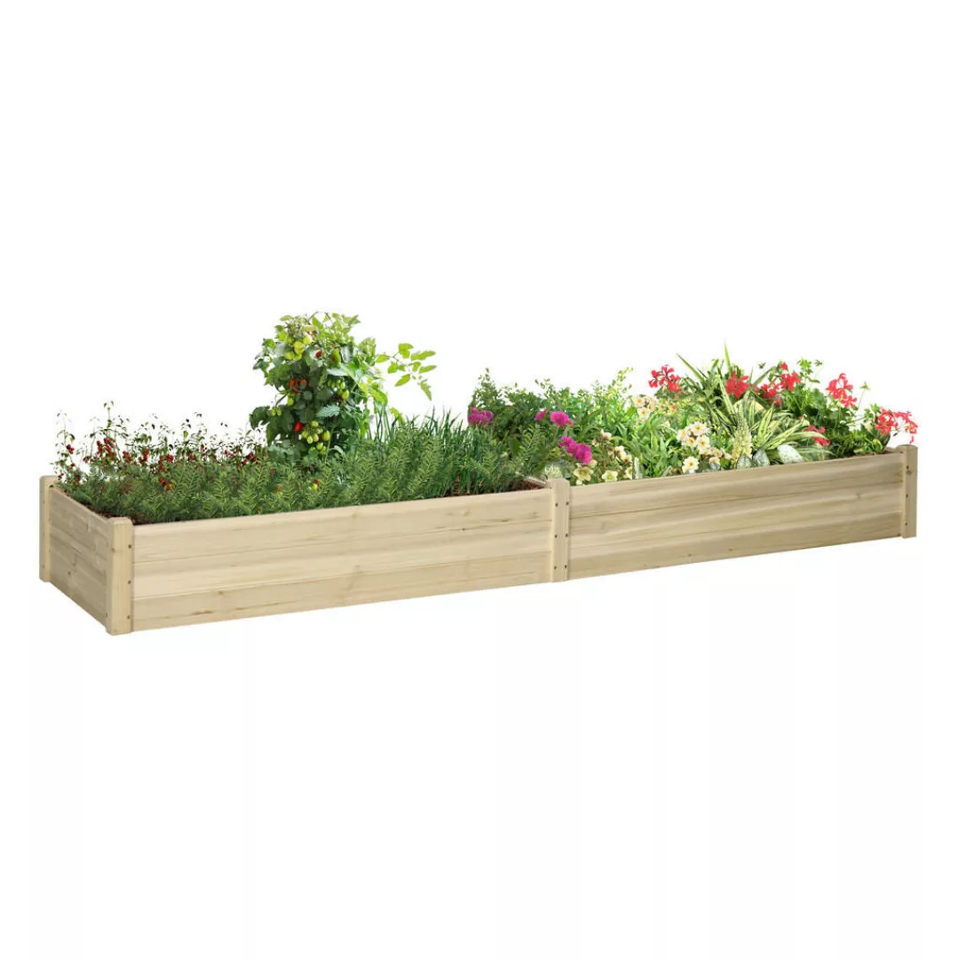 Outsunny Blumenkasten Holz  Pflanzkasten mit 2 Bereichen für Gemüse & Kräut günstig online kaufen