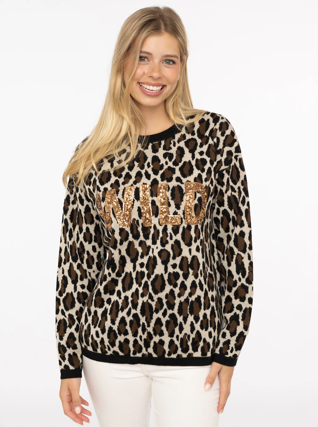 Zwillingsherz Strickpullover ""Wild"", Rundhals Ausschnitt, Pailletten Moti günstig online kaufen