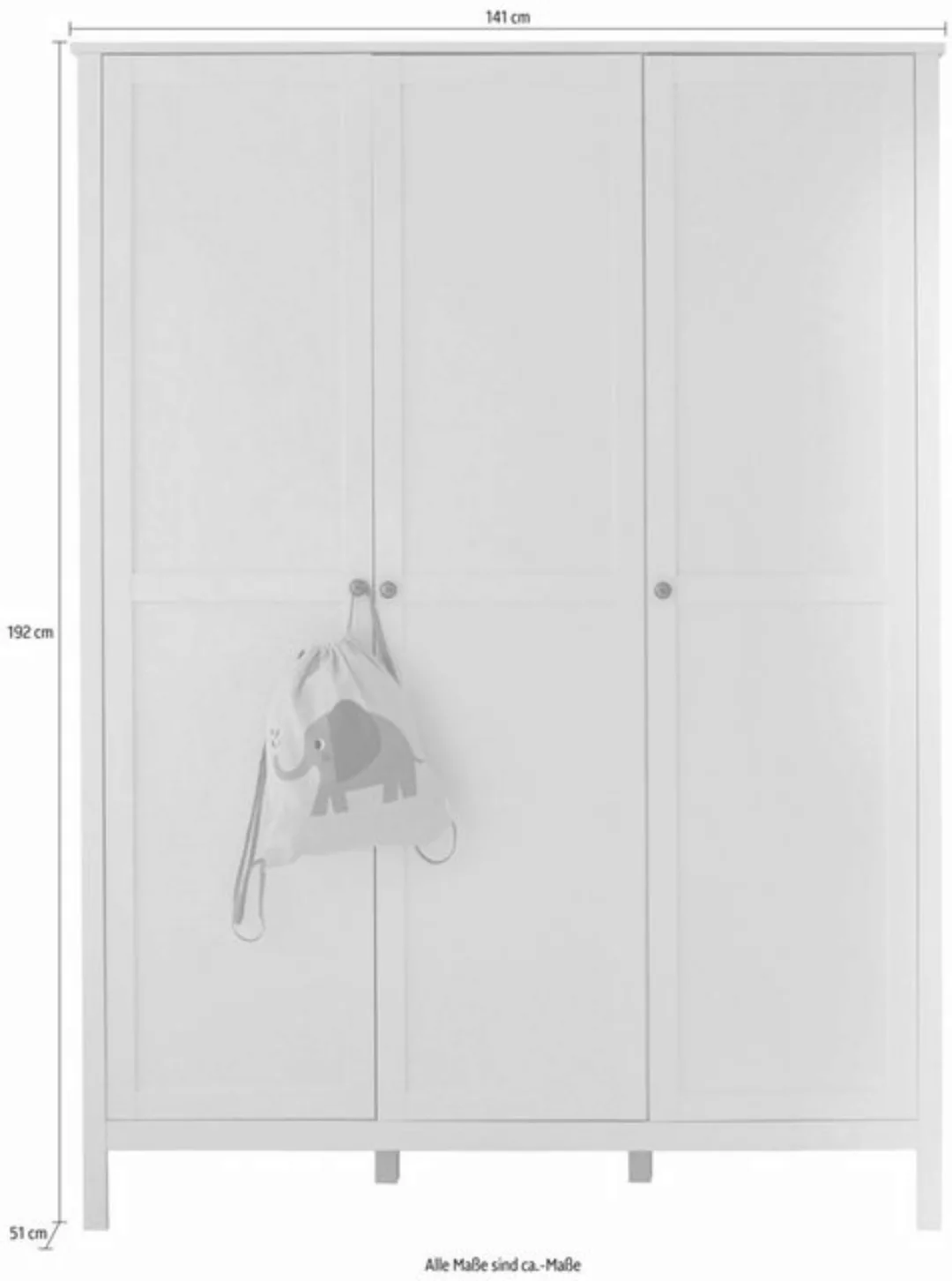 trendteam Kleiderschrank Ole (Schrank in weiß Landhaus, 3-türig, 141 x 192 günstig online kaufen