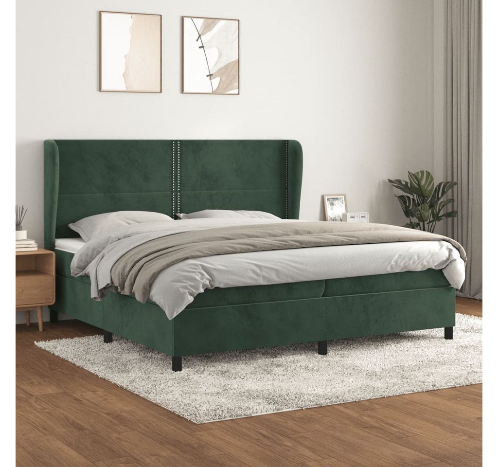 vidaXL Boxspringbett Boxspringbett mit Matratze Dunkelgrün 200x200 cm Samt günstig online kaufen