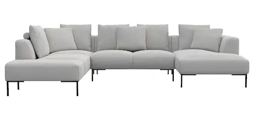 FLEXLUX Ecksofa "Sava", Schwarze Metallfüße, mit losen Rückenkissen, Luxuri günstig online kaufen