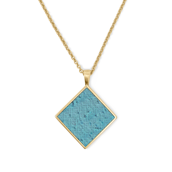 Halskette Gold Mit Kork | Square Anhänger Quadrat | Geschenk Box günstig online kaufen