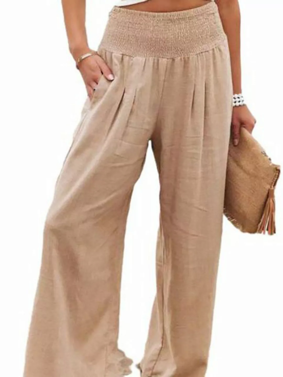 ZWY Bügelfaltenhose Damen High-Waist Faltenhose mit weitem Bein (Damen Somm günstig online kaufen