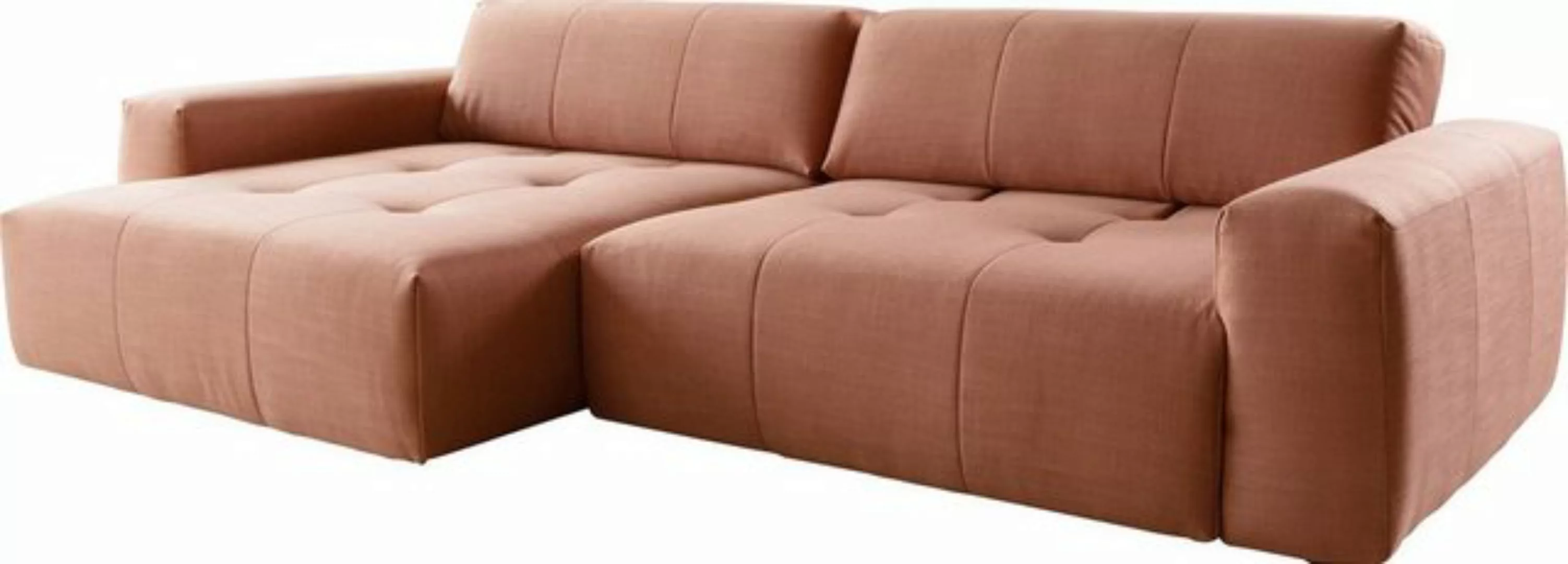 DELIFE Ecksofa Lazaro, Flachgewebe Orange 300x160 cm Ottomane li. mit Tiefe günstig online kaufen