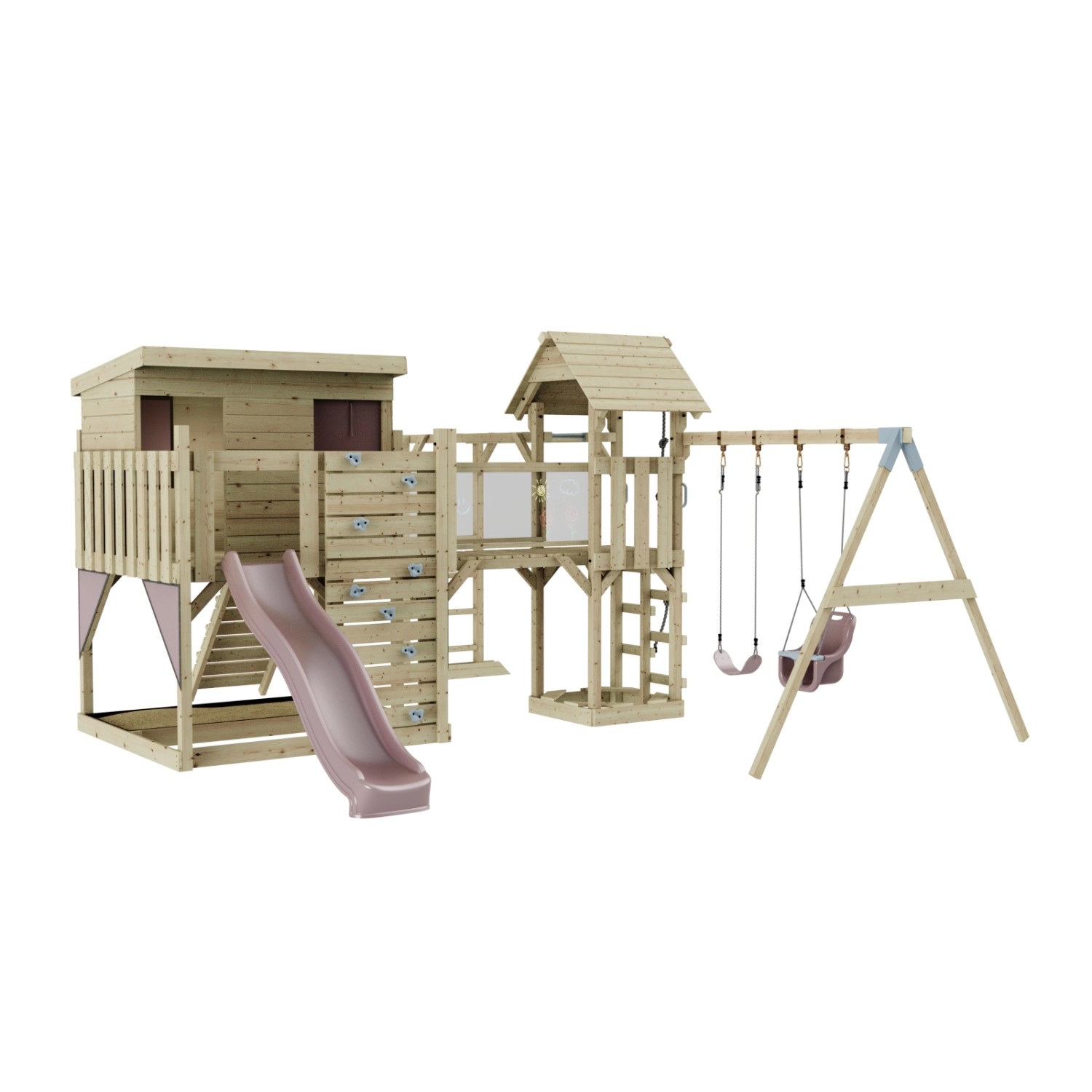 OutdoorToys Spielturm Johanna mit Babyschaukel Altrosa günstig online kaufen