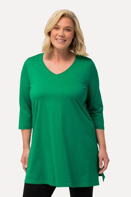 Ulla Popken Longshirt Longshirt A-Linie V-Ausschnitt 3/4-Arm günstig online kaufen