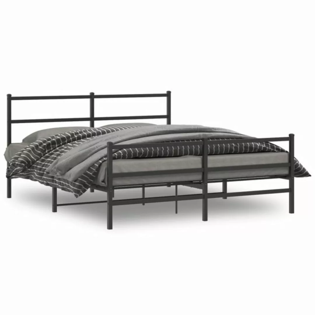 furnicato Bettgestell mit Kopf- und Fußteil Metall Schwarz 150x200 cm (1-tl günstig online kaufen