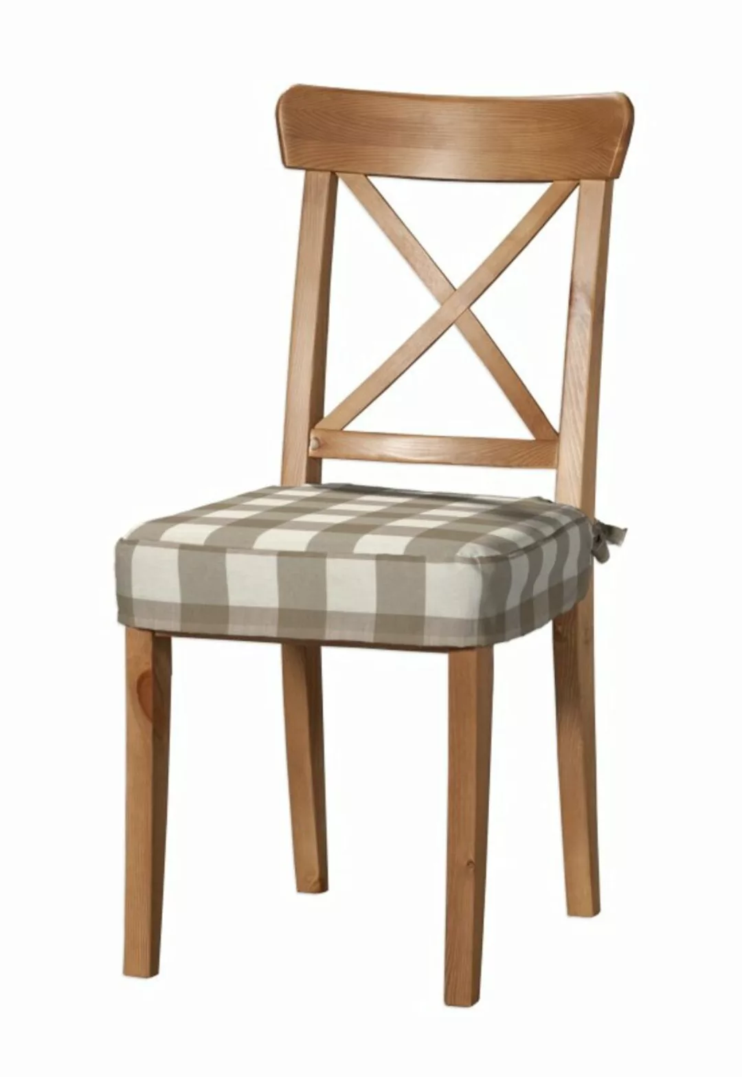 Sitzkissen geeignet für das Ikea Modell Ingolf, weiss-beige kariert, Modell günstig online kaufen