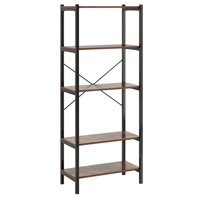 COSTWAY Bücherregal, Standregal industriell aus Holz mit Metallrahmen, 66x3 günstig online kaufen