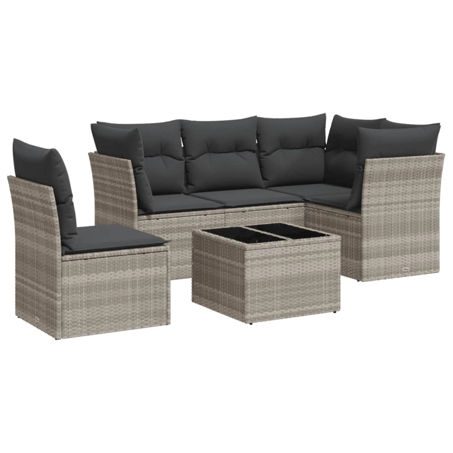 vidaXL 6-Tlg Garten-Sofagarnitur mit Kissen Hellgrau Poly Rattan 3217652 günstig online kaufen