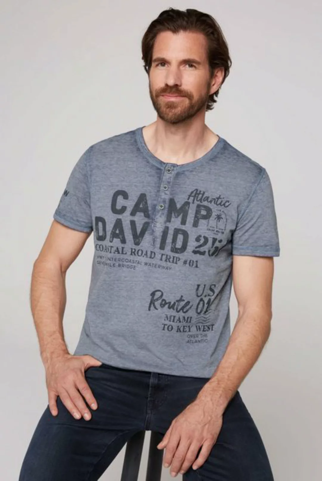 CAMP DAVID Henleyshirt mit Ausbrenner-Effekten günstig online kaufen