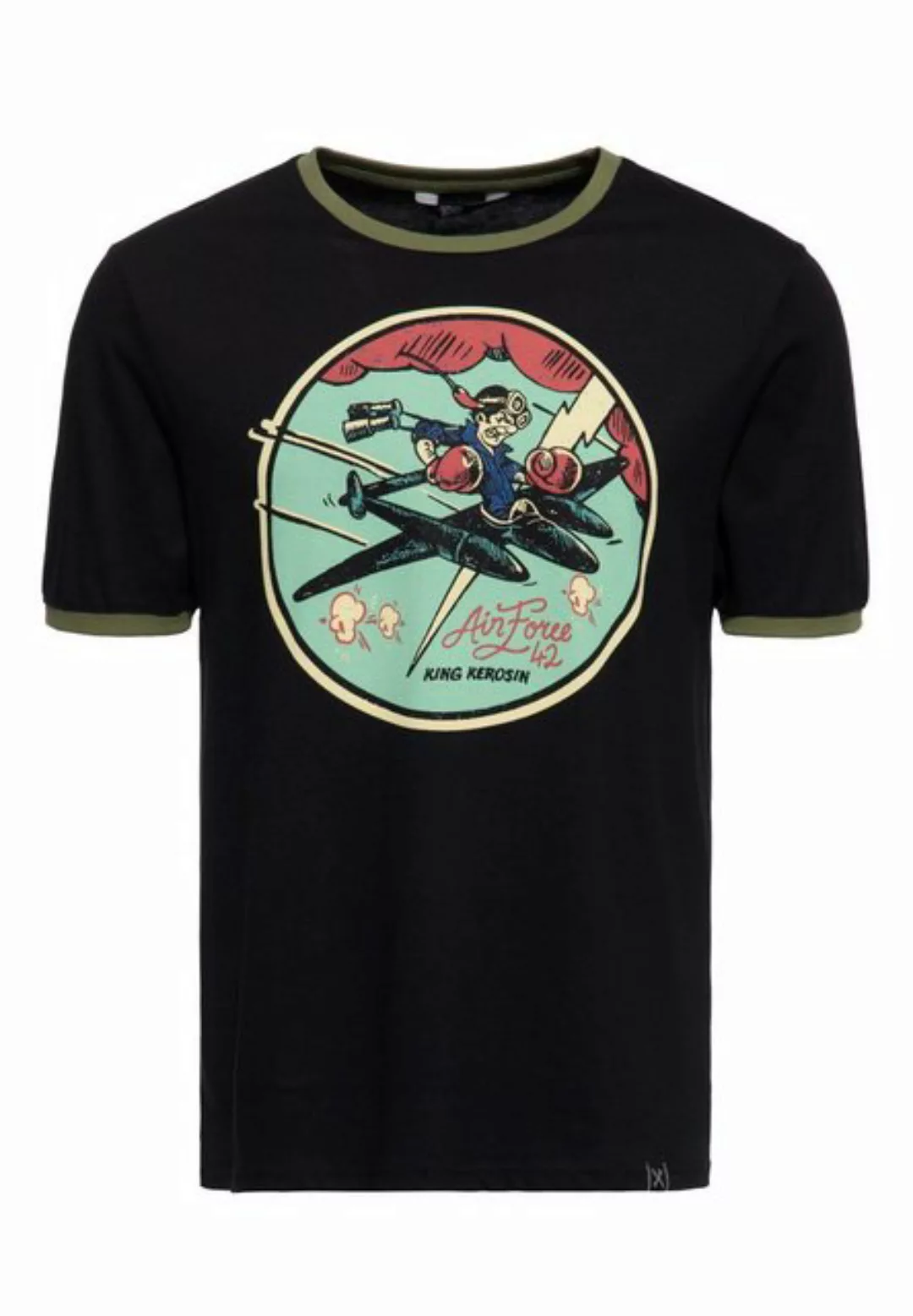 KingKerosin Print-Shirt Air Force 42 (1-tlg) mit coolen Prints im 70s Style günstig online kaufen