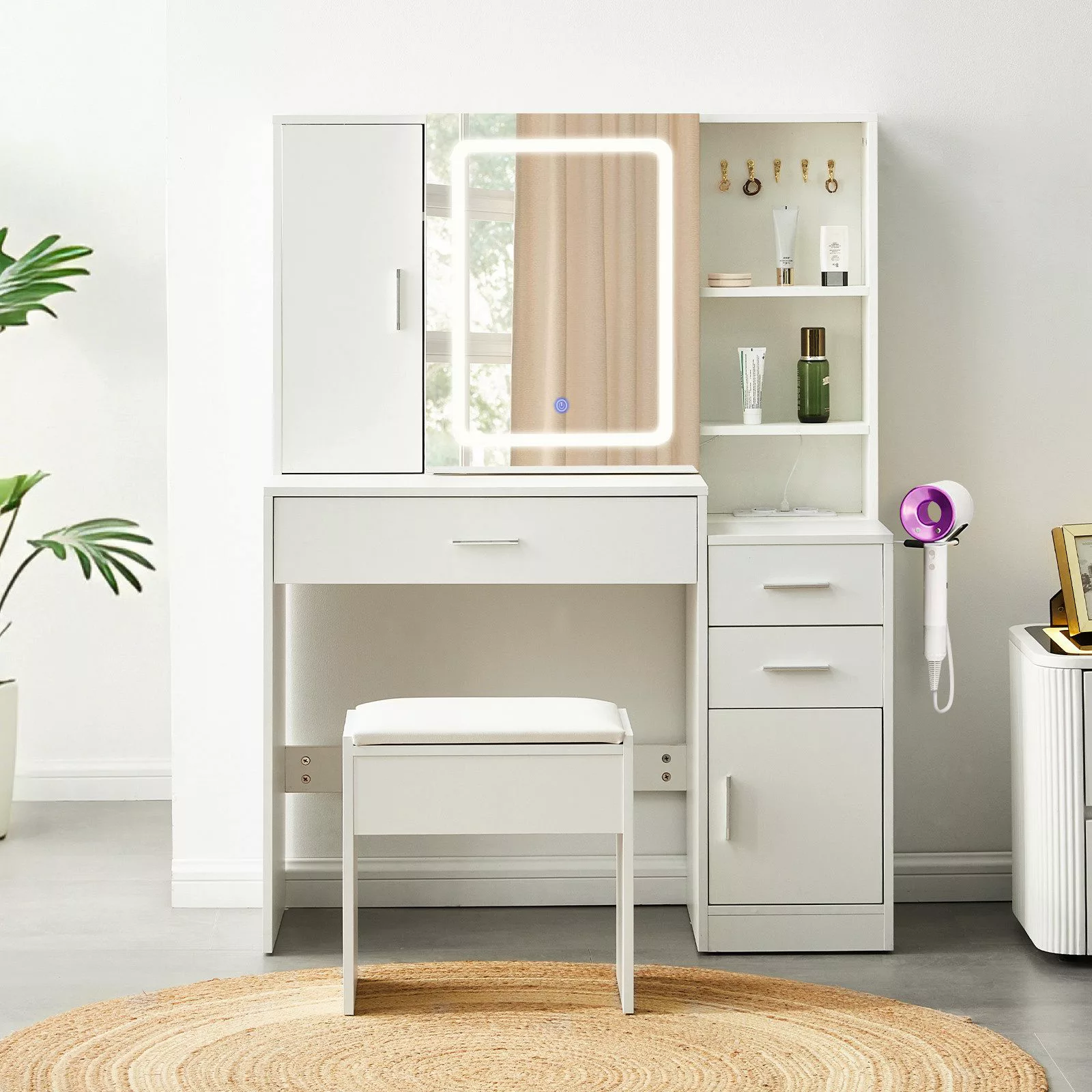 Ofcasa Schminktisch 100x40x137,5cm Frisiertisch 3 Schubladen günstig online kaufen