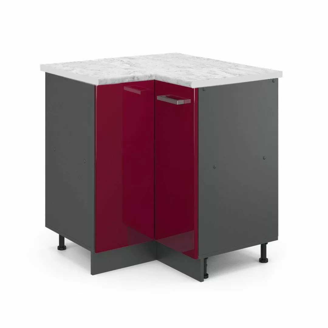 Vicco Eckunterschrank R-Line, Bordeaux Hochglanz/Anthrazit, 75.6 günstig online kaufen