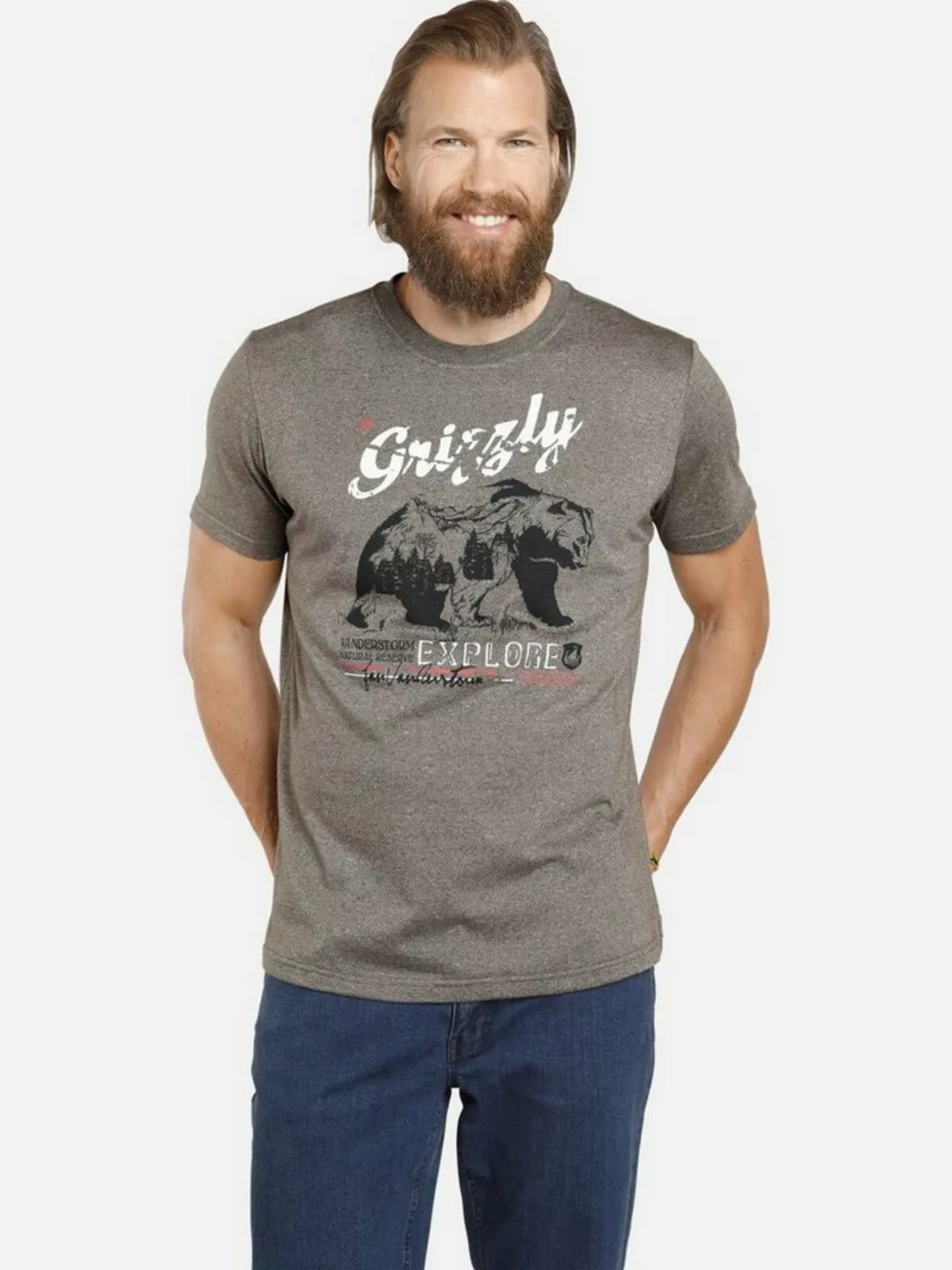 Jan Vanderstorm T-Shirt TAIT mit Grizzly-Print, Comfort Fit günstig online kaufen