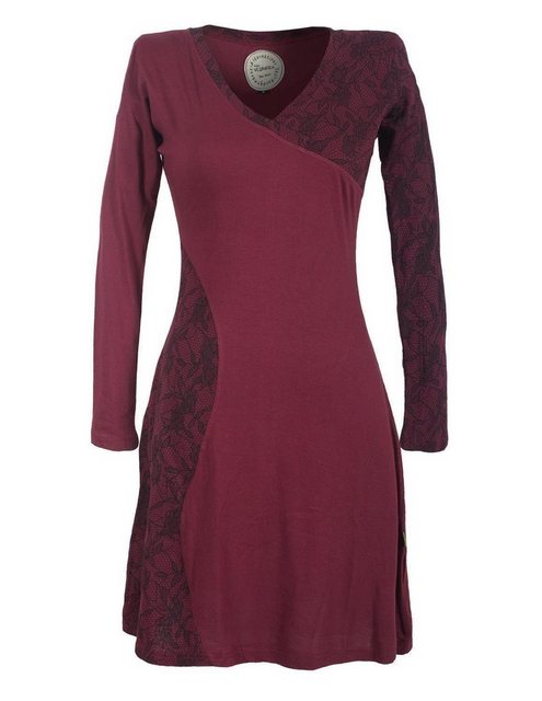 Vishes Jerseykleid Asymmetrisches Lagenlook Kleid mit Spitze bedruckt Hippi günstig online kaufen