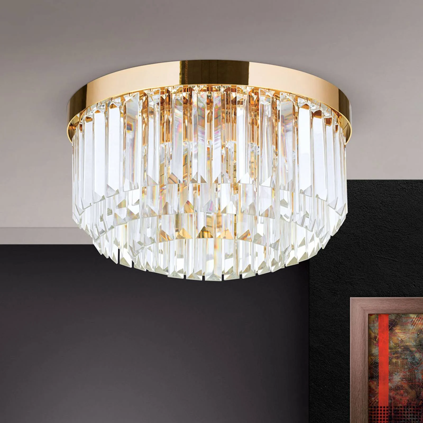LED-Deckenleuchte Prism, gold, Ø 35 cm günstig online kaufen