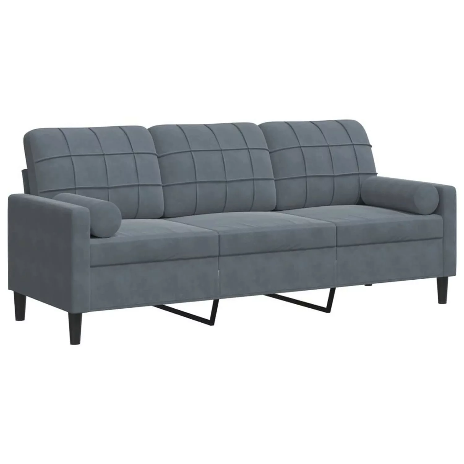 vidaXL Sofa, 3-Sitzer-Sofa mit Zierkissen Dunkelgrau 180 cm Samt günstig online kaufen