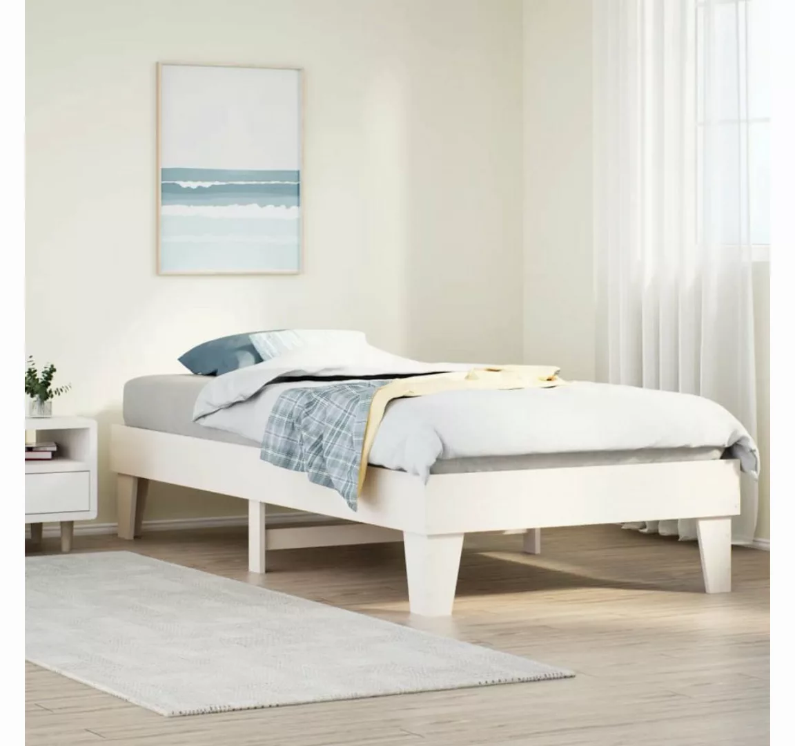 vidaXL Bett, Massivholzbett ohne Matratze Weiß 100x200 cm Kiefernholz günstig online kaufen